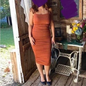 Rust ruched dress